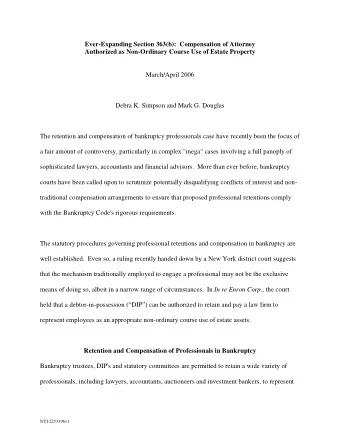 Ever-Expanding Section 363(b):  Compensation of Attorney Authorized as Non-Ordinary Course Use of