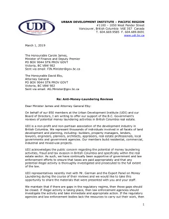 URBAN DEVELOPMENT INSTITUTE  PACIFIC REGION  #1100  1050 West Pender Street  Vancouver,