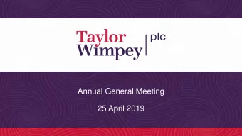 Annual General Meeting  25 April 2019  Disclaimer  This presentation is not intended to, and does
