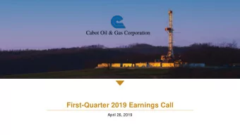 First-Quarter 2019 Earnings Call  April 26, 2019  Forward-Looking Statements and Other Disclosures
