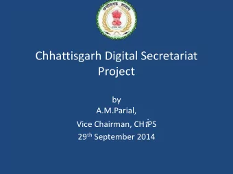 Project  by  A.M.Parial, Vice Chairman, CH i PS 29 th September 2014  Objectives  Create an