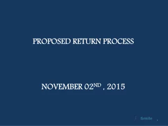 PROPOSED RETURN PROCESS NOVEMBER 02 ND , 2015  1  www.smileandfile.com  PRESENTATION PLAN.