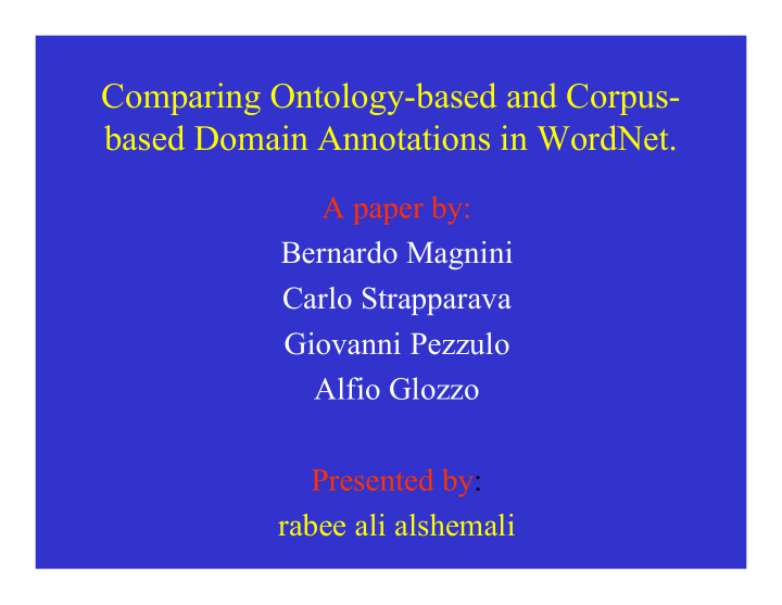 comparing ontology based and corpus based domain