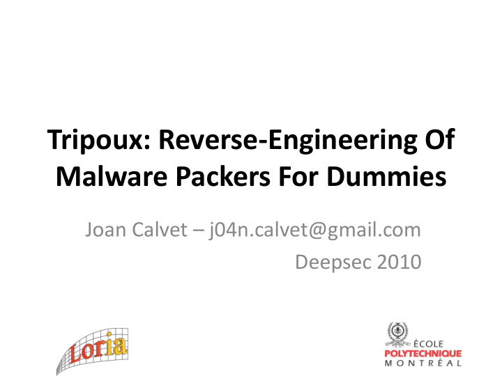 malware packers for dummies