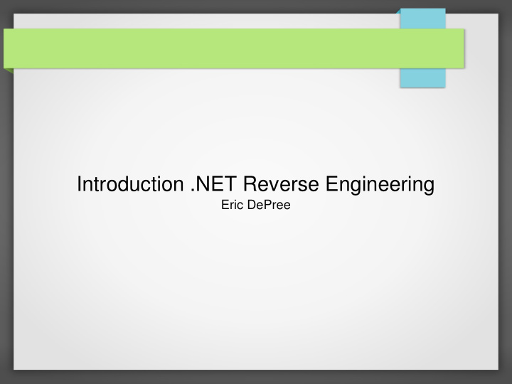 introduction net reverse engineering