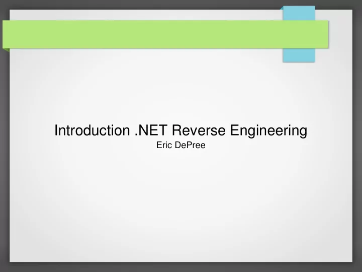 introduction net reverse engineering