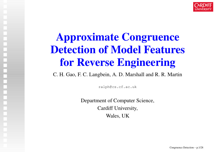 approximate congruence detection of model features for