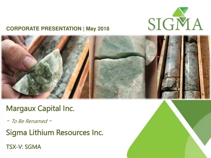 sigma gma lithium thium res esour ources ces inc c