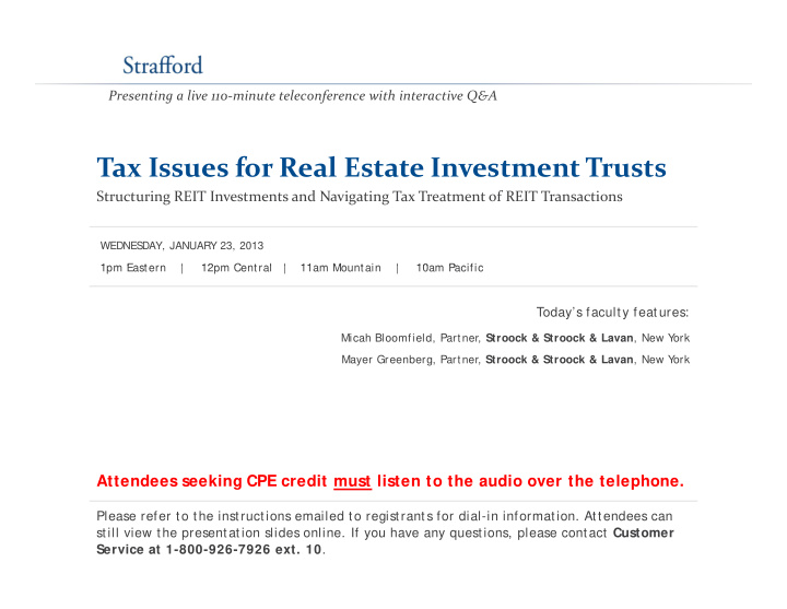 tax issues for real estate investment trusts