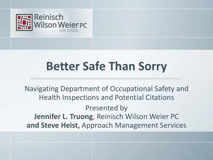 better safe than sorry
