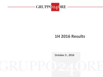 1H 2016 Results  October 3 , 2016  Investor Relations  Disclaimer  This presentation contains
