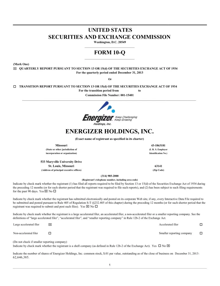 energizer holdings inc