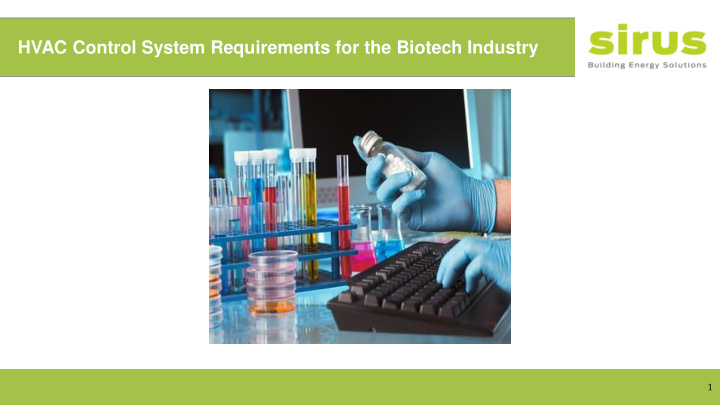 hvac control system requirements for the biotech industry