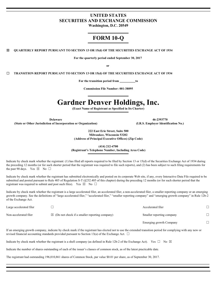 gardner denver holdings inc