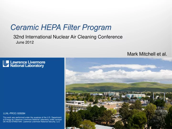 32nd international nuclear air cleaning conference