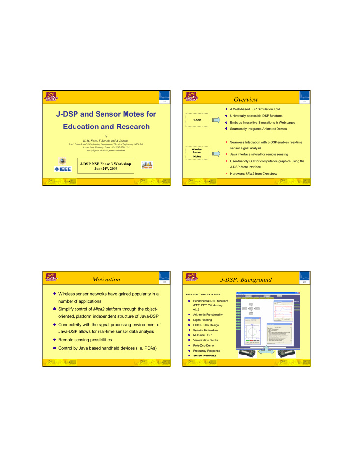 j dsp and sensor motes for