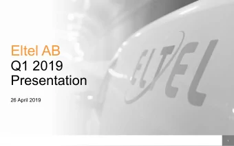Eltel AB  Q1 2019  Presentation  26 April 2019  1  Todays presenters  Casimir Lindholm  Petter