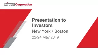 Presentation to  Investors  New York / Boston  22-24 May 2019  Disclaimer  This presentation may