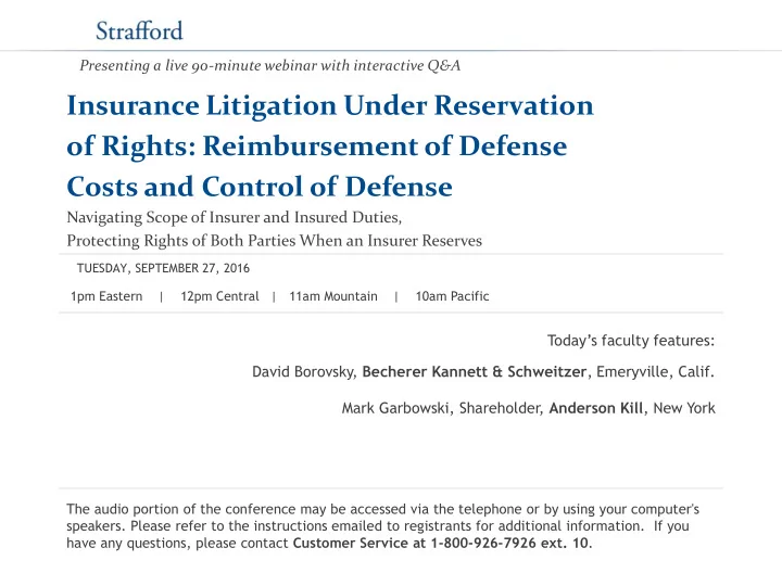 insurance litigation under reservation of rights