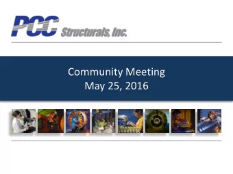 Community Meeting  May 25, 2016  Why Were Here Tonight    Community concerns about clean air