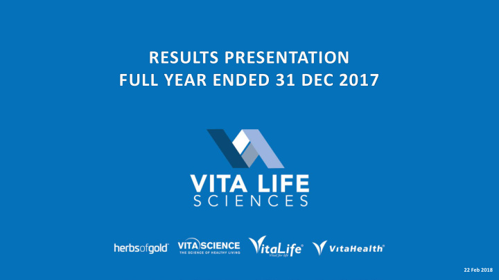 results presentation full year ended 31 dec 2017