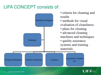 LIFA CONCEPT consists of:  criteria for cleaning and  results  methods for visual