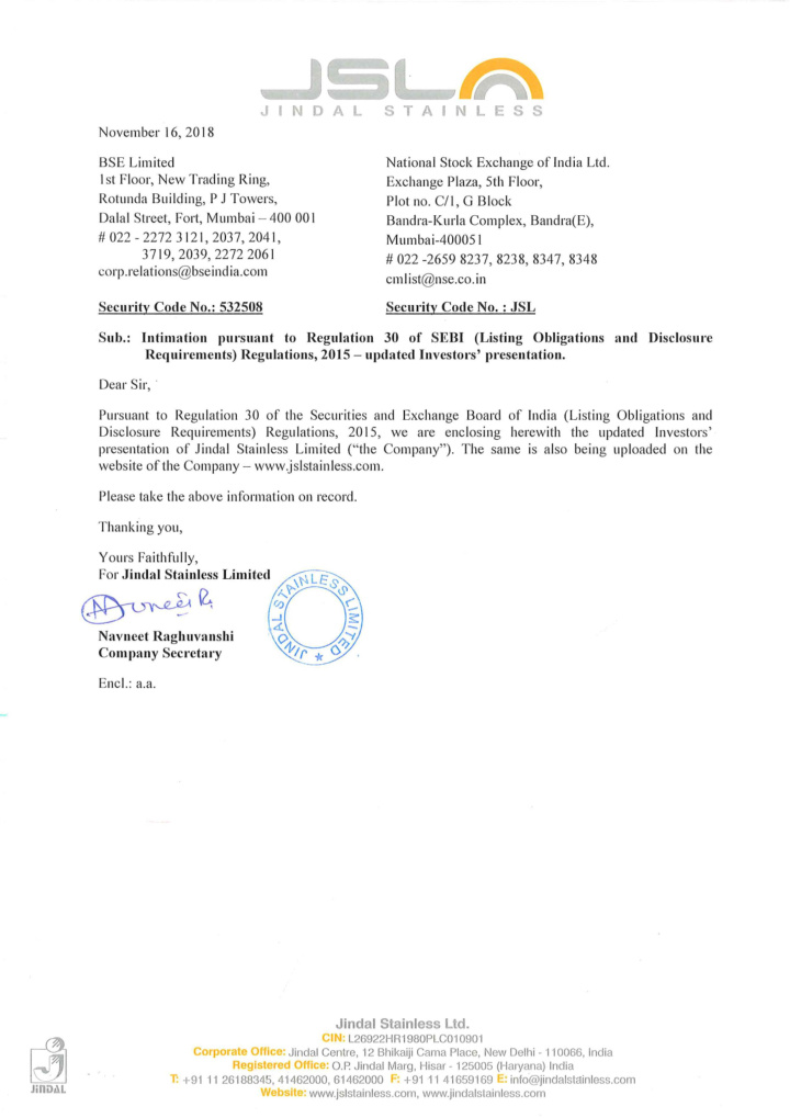 jindal stainless limited disclaimer
