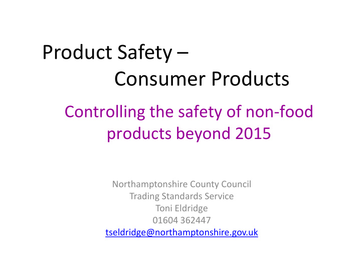 product safety consumer products
