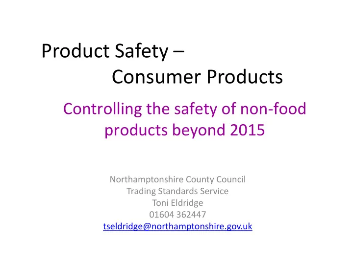 product safety consumer products