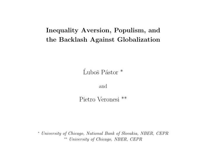 inequality aversion populism and the backlash against