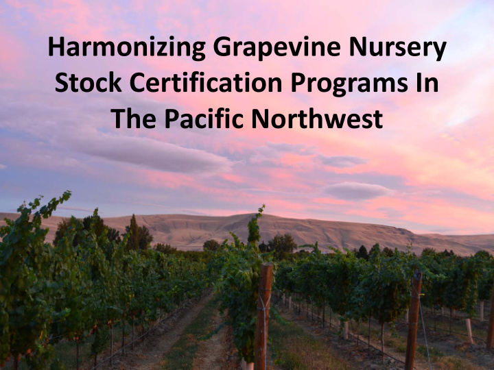 harmonizing grapevine nursery stock certification