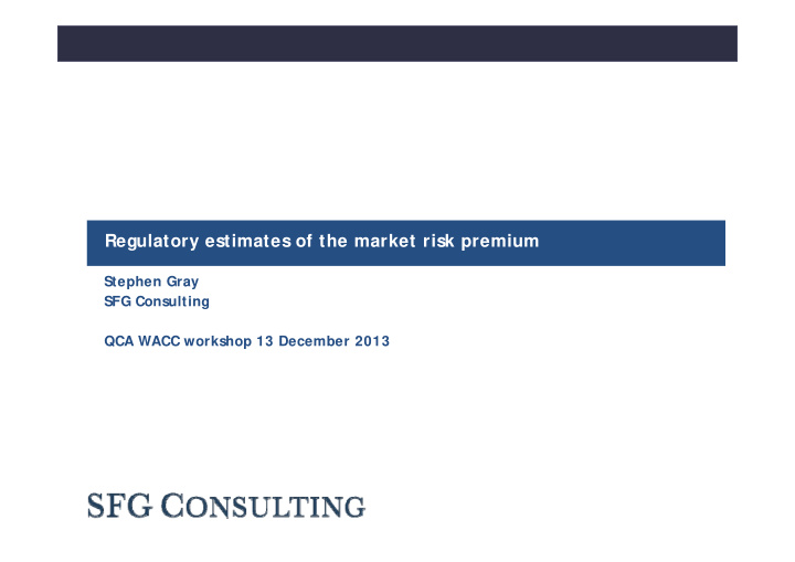 regulatory estimates of the market risk premium