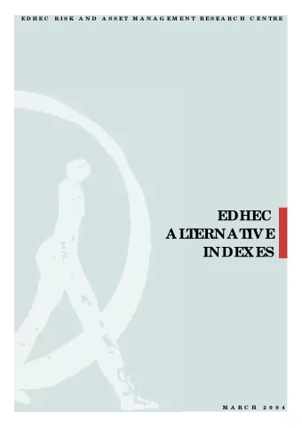 E  D  H  E  C  A  L  T  E  R  N  AT  I  V  E  I  N  D  E  X  E  S  M A R C H  2 0 0 4  1090, ro ute