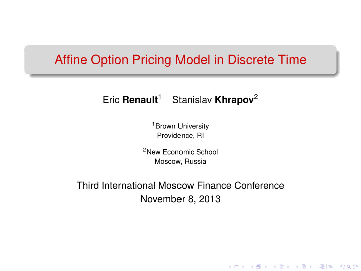 affine option pricing model in discrete time