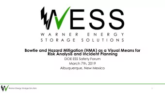 Bowtie and Hazard Mitigation (HMA) as a Visual Means for  Risk Analysis and Incident Planning  DOE
