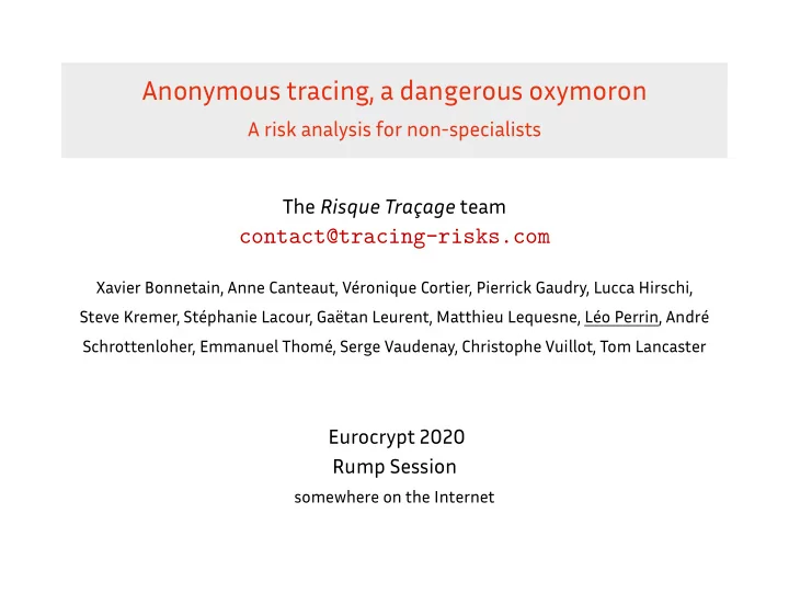 anonymous tracing a dangerous oxymoron