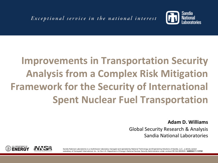 improvements in transportation security analysis from a