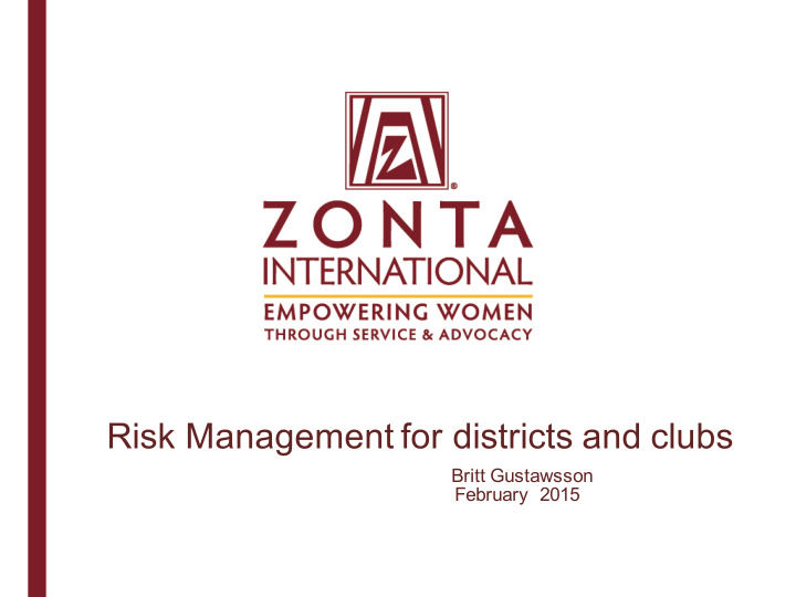 risk management for districts and clubs
