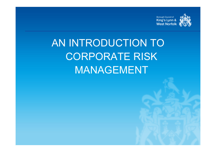 an introduction to corporate risk management