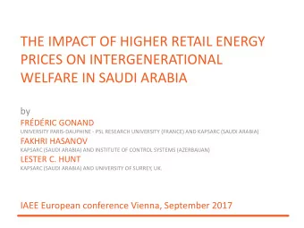 WELFARE IN SAUDI ARABIA  by  FRDRIC GONAND  UNIVERSITY PARIS-DAUPHINE - PSL RESEARCH UNIVERSITY