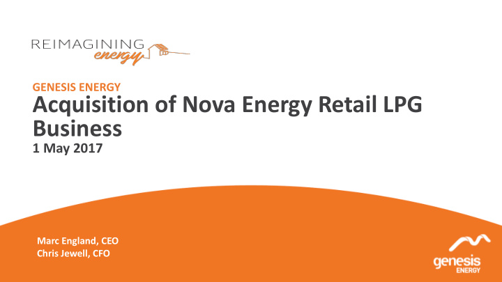 acquisition of nova energy retail lpg
