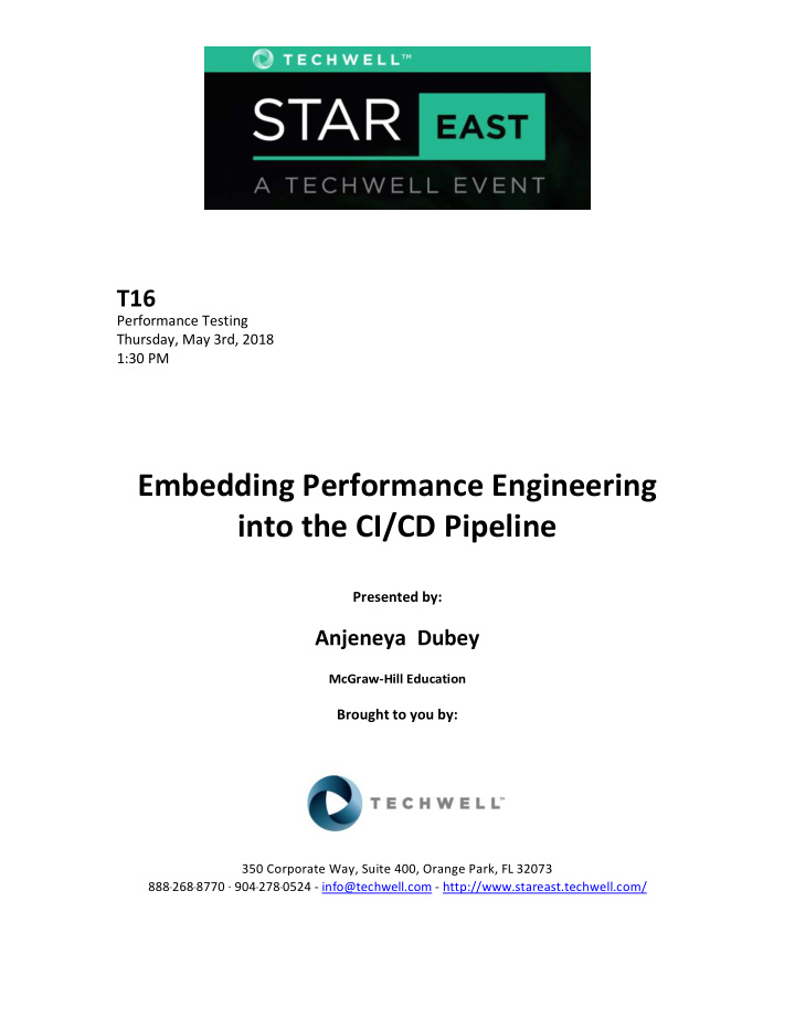 embedding performance engineering into the ci cd pipeline