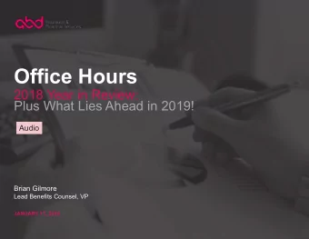 Office Hours  2018 Year in Review:  Plus What Lies Ahead in 2019!  Audio  Brian Gilmore  Lead