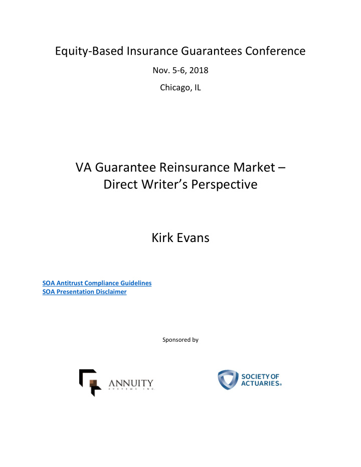 va guarantee reinsurance market direct writer s