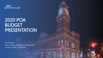 BU  BUDGE  DGET  T  PRESE  RESENT  NTATION  TION  Presented by:  Janice Hoskins, Manager of Court