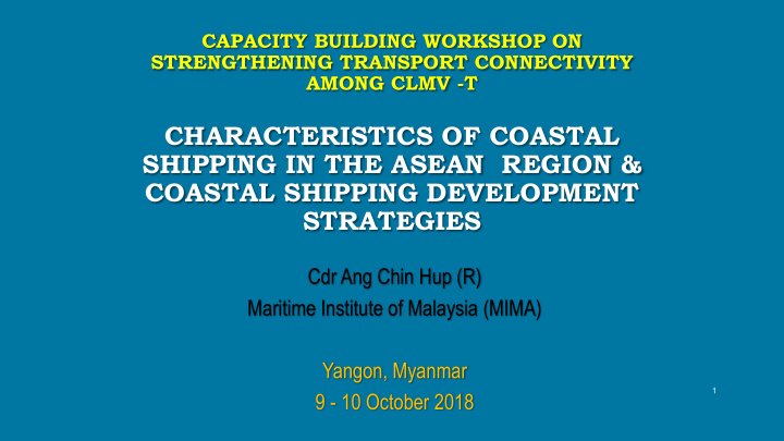characteristics of coastal shipping in the asean region