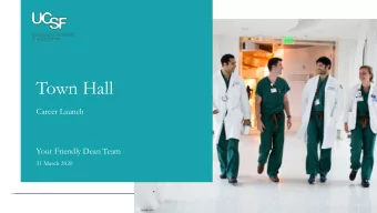 Town Hall  Career Launch  Your Friendly Dean Team  31 March 2020  Agenda  Update on current state