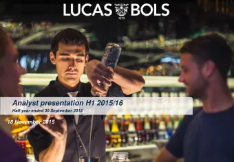 Analyst presentation H1 2015/16  Half year ended 30 September 2015  18 November 2015  Disclaimer
