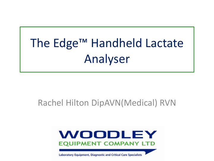 the edge handheld lactate analyser