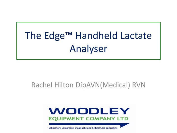 the edge handheld lactate analyser